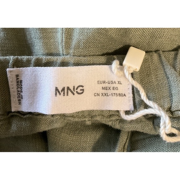New‎ MNG Linen Pants Green Drawstring Pull On Pockets Straight Leg XL - Picture 4 of 8